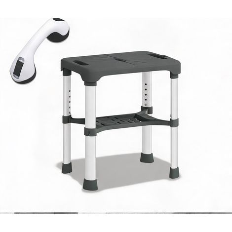 Chaise de douche en aluminium réglable avec tablette intégrée (1/5)