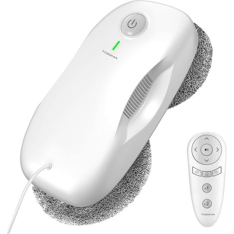 Robot Nettoyeur vitre Automatique,Robot Nettoyeur de Vitres with 3800pa de Aspiration puissante,Triple système de sécurité,Lave à télécommand with 12 Chiffons, Nacré (1/5)