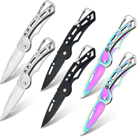 3er Set Klappmesser mit Edelstahl D2 Klinge und Karabinerhaken