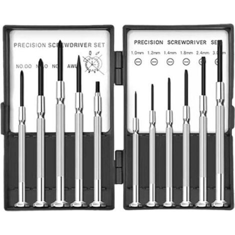 11-teiliges Mini-Präzisionsschraubendreher-Set (Schlitz/Kreuzschlitz) – für Brillen-, Elektronik- und Mikromechanik-Reparaturen – Profi-Set (1/4)