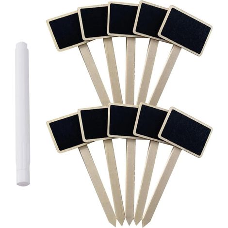 20 x Wooden Plant Labels, T-Shaped Outdoor Garden Labels, Blackboard with Marking Pen, for Indoor and Outdoor Plants, Herbs, Flowers, Potted Vegetables (1/5)