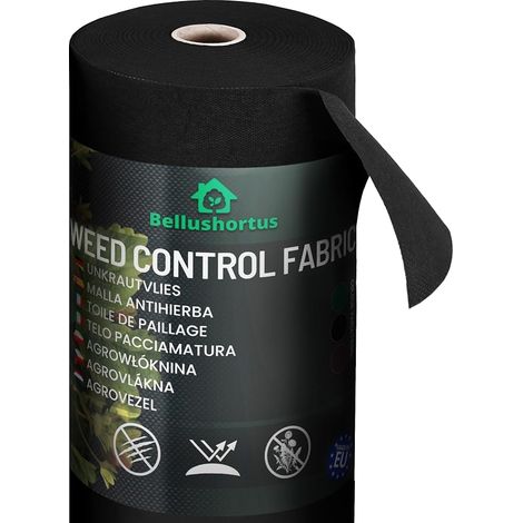 Toile de paillage Noir Anti-Mauvaises Herbes Tapis de Jardin résistant et perméable à l’Eau 50g/m², résistant aux UV, protège Les Plantes (1.6x85m = 136m²) (1/5)