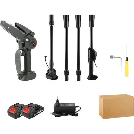 Scie Électrique, Poteau Réglable, Tension Automatique de Chaîne, 2pcs batteries (1/2)