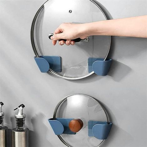 10 pièces multifonctionnelle murale, sans perforation Support de rangement pour couvercle de pot Ustensiles de cuisine (1/4)