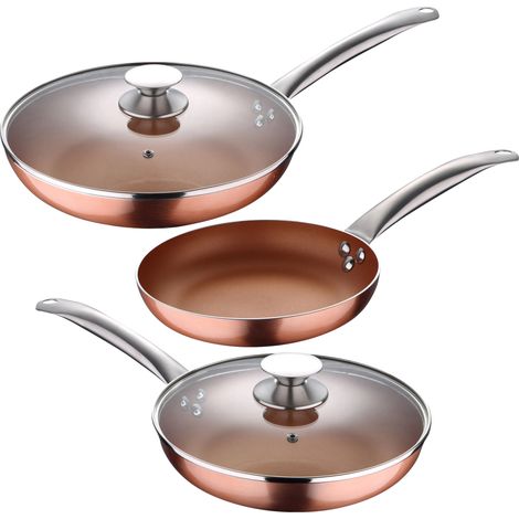 Set 5pc sartenes Ø20Ø24Ø28 (con tapa) aluminio prensado inducción Optimum Copper (1/5)