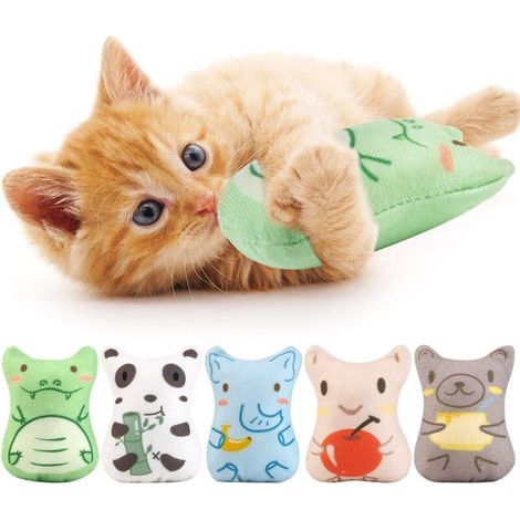 Juego de 5 juguetes de interior con hierba gatera: juguetes para masticar, juguetes de peluche interactivos con hierba gatera para gatitos. (1/5)
