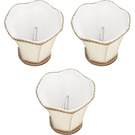 Un ensemble de 3 abat-jour à pince E14, abat-jour modernes en tissu pour appliques murales d'intérieur, adaptés à la maison, au couloir, à l'hôtel, couleur or. (1/5)