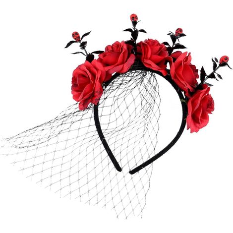 Halloween-Haarreif für Damen, Horror-Schleier, Halloween-Haarreif für Damen  Rosa Party-Haarreif, Haarschmuck, Kopfbedeckung und Schleier für Cosplay, Kostüm, Maskenball, Karneval (1/5)