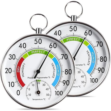 Thermomètre-hygromètre de précision, thermomètre-hygromètre, thermomètre ambiant, mesure de la température et de l'humidité pour la climatisation et les serres. (1/5)
