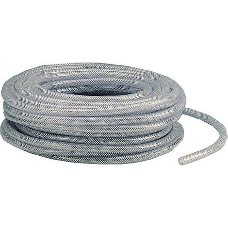Tuyau souple armé air comprimé et eau – PVC tri-couches avec renforcement fibre polyester – Diamètre intérieur 10 mm, extérieur 16 mm, rouleau 25 m – Tricoflex (1/4)