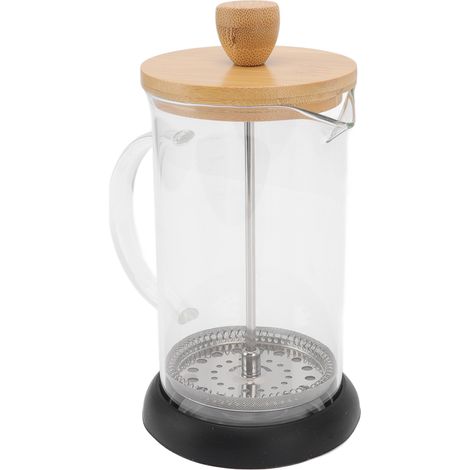 Hitzebeständige manuelle Filterkaffeemaschine aus hochwertigem Borosilikatglas, 600 ml, Bambusdeckel, ideal fürs Büro. (1/5)