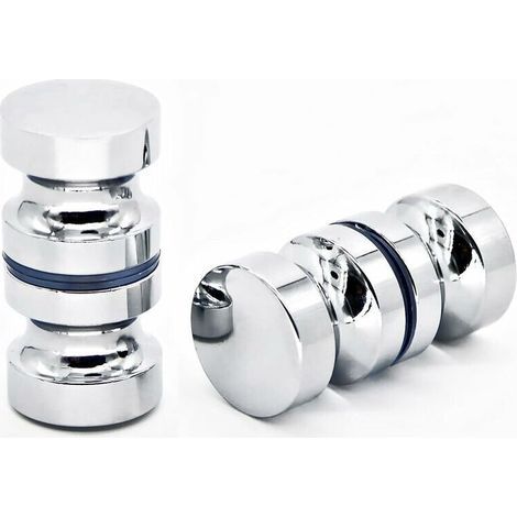 Lot de 2 poignées de porte de douche rondes dos à dos 30 mm pour porte de douche - Poignée de remplacement pour armoire de douche,porte coulissante de salle de bain,finition chromée (1/4)