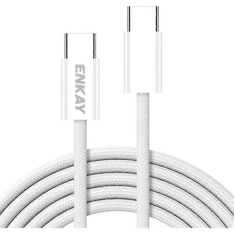 Câble de charge et de données USB-C - 60 W, longueur 1,5 m, couleur bonbon - ENKAY Blanc (1/2)