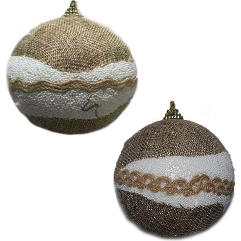 Addobbi natalizi decorazioni per albero di natale palline in juta beige set da 10 o da 16 molto belle e particolari - Diametro: diametro 10 cm 10 pezzi (1/4)