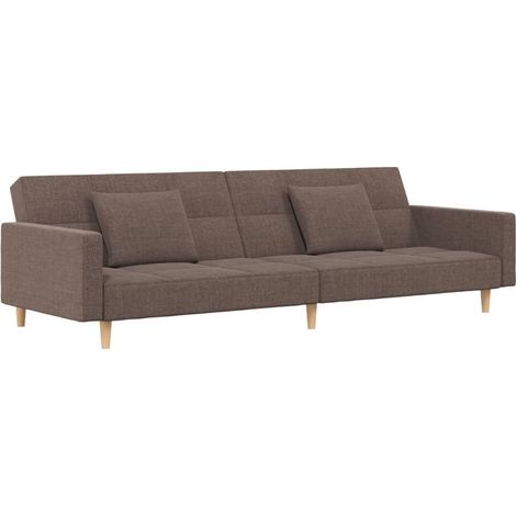 Canapé-lit，Canapé convertible à 2 places avec deux oreillers taupe tissu CFW11554 (1/5)