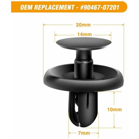 Clips de plástico universales, 100 unidades, para Toyota/Lexus 9046707201 negro (1/4)