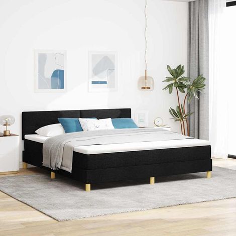LED Boxspringbett mit Kopfteil Schwarz 180 x 200 cm Stoff