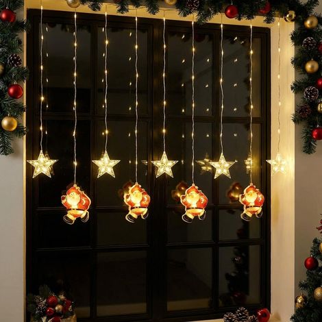 Christmas Twinkling Star Santa Curtain Lights (1/2)