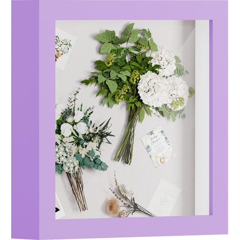 Cadre photo 3D, à remplir, avec vitre en verre véritable, 22 x 22 x 2,5 cm, en MDF de profondeur, avec support, pour photos, bouquet de mariage, bricolage, boîte ombrage (1/5)