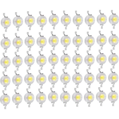 Lot de 50 perles de lampe LED haute puissance SMD 1 W, blanc chaud et froid pour projecteur, nouveau (blanc froid) (1/5)