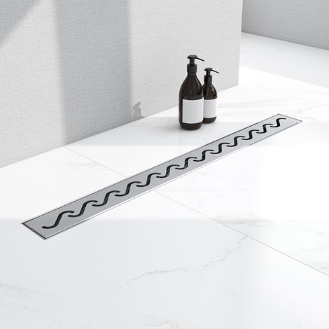 AICA caniveau de douche en acier inoxydable italien,siphon de drainage au sol en carrelage,réglable en hauteur avec désodorisant- Style 2-90 cm (1/5)