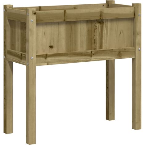 Fioriera rialzata per giardino terrazza con piedini 70 x 31 x 70 cm in legno di pino impregnato marrone 020038167