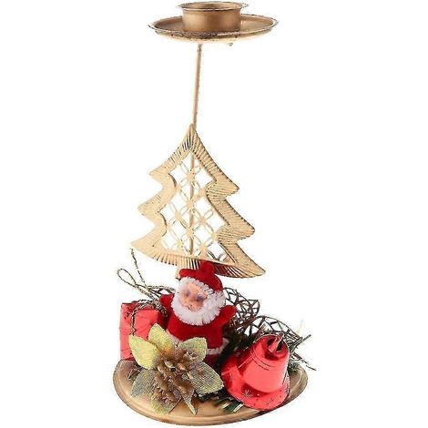 Décoration de table en fer forgé pour sapin de Noël - Père Noël et bougeoir (1/5)