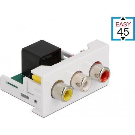 Delock MÃ³dulo Easy 45 3 x puerto RCA hembra a puerto RJ45 hembra 22.5 x 45 mm