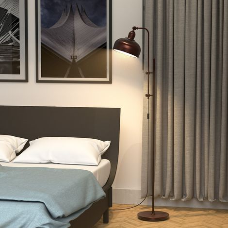 Lampe de Sol Style Industrielle Lampe sur Pied avec Hauteur et Tête de Lampe Réglables Lampe de Bureau Rustique avec Finition Bronze (1/5)