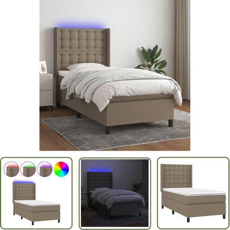 The Living Store Boxspringbett mit Matratze & LED Taupe 90x190 cm Stoff - Boxspringbett - Doppelbett - Schlafsofa - Lattenrost - Bettrahmen (1/5)