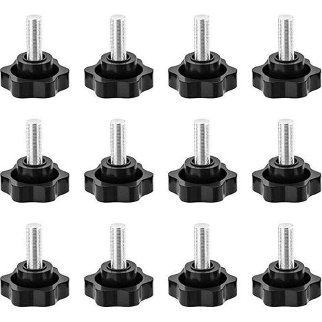 M8-Klemmknopf, Klemmschraube, Rändelschraube, Gewindekopfschraube, Klemmknöpfe, Gewindegriffschraube, Rändelknopf, für Mechanik und Industrie, 12er-Pack – Crezuo