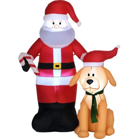 Decorazione natalizia gonfiabile Babbo Natale con cane LED 117 x 80 x 157 cm (1/3)