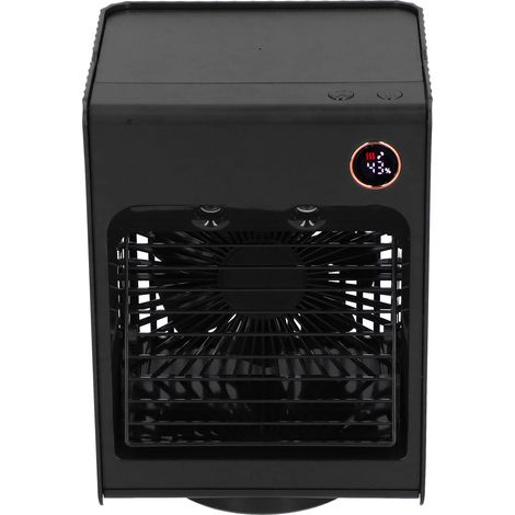 2-in-1-Tischventilator mit oszillierender Nebelfunktion, Licht, USB-aufladbar, Luftkühler für Zuhause, Schwarz (1/5)