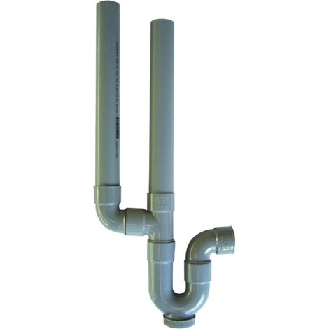 Siphon double en PVC Ø 40 mm pour machine à laver – Sortie horizontale avec bouchon de dégorgement – Montage facile à coller – Jardiboutique
