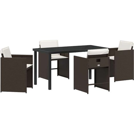 Ensemble de salle à manger pour jardin 5 pcs,Salon de jardin Marron Poly rotin CFW66361 (1/5)