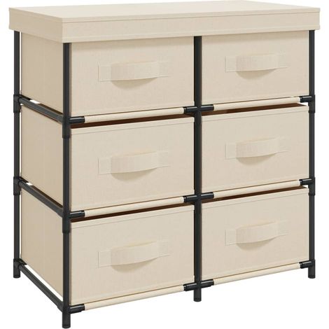 Armoire de rangement avec 6 tiroirs 55x29x55 cm Crème Acier