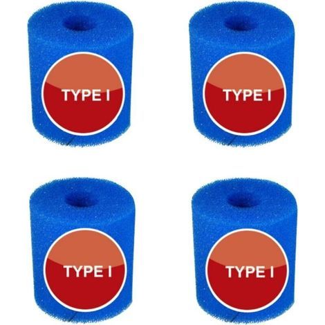 Ulisem 4pcs Cartouche filtrante réutilisable en mousse bleue pour piscine, 8,8 x 7,8 cm, type I,pour l'entretien du système de filtre à sable (I) (1/5)