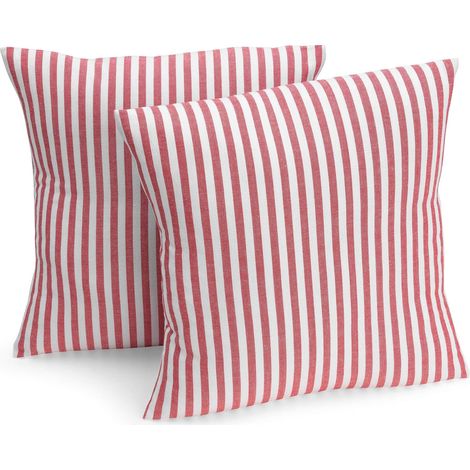 JSSEVN - Set of 2 cushion covers 40 x 40 cm (color of your choice) with red and white stripes – Cushion cover, sofa cushion, decorative cushion (1/2)