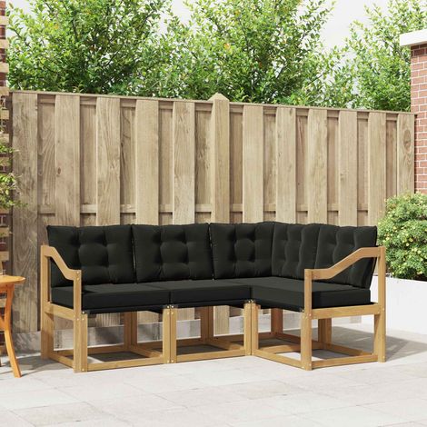 vidaXL Outdoor-Sofagarnitur mit Kissen 4 pcs Weiß und Schwarz (1/5)