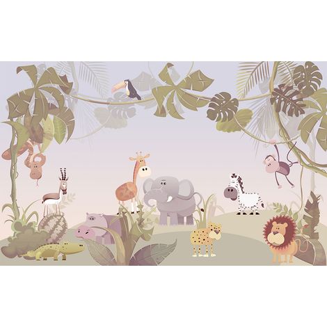 Affiche enfant scène d'animaux dans la jungle - 60x40cm - made in France (1/5)