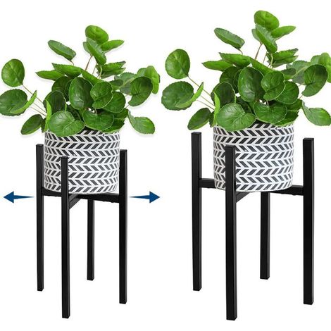 Support à fleurs en métal, cadre de fixation robuste, support pour plantes réglable intérieur et extérieur, support pour pot de fleurs, hauteur 38 cm (1/5)