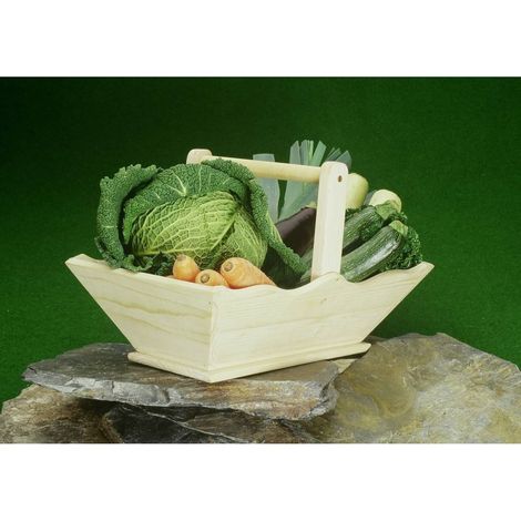 Panier Décoratif En Bois Massif Avec Anse - 40x25 Cm