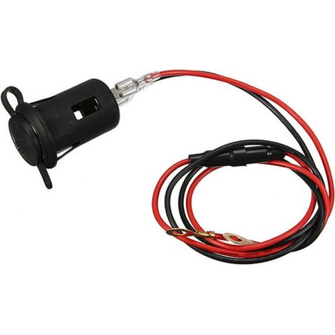 Prise allume-cigare universelle 12V-24V pour moto, étanche, avec fusible et câble (1/5)