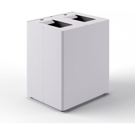 Pattumiera a 2 Scomparti Totale 90 L 56x44x 63 cm con Contenitori Interni in Acciaio Verniciato Bianco