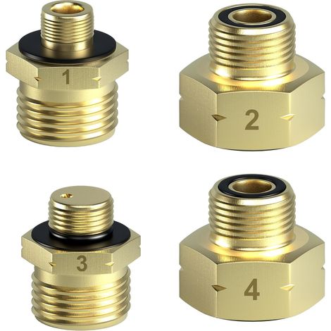 Confezione da 4 adattatori per bombole di gas europee, adattatori per gas in ottone, adattatori per gas da campeggio, per collegare i regolatori di pressione alle bombole di gas straniere (1/5)