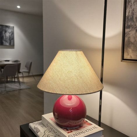 Rote Ziegelkeramik-Nachttischlampe  Französischer Stil & Einstellbar-lsw (1/4)