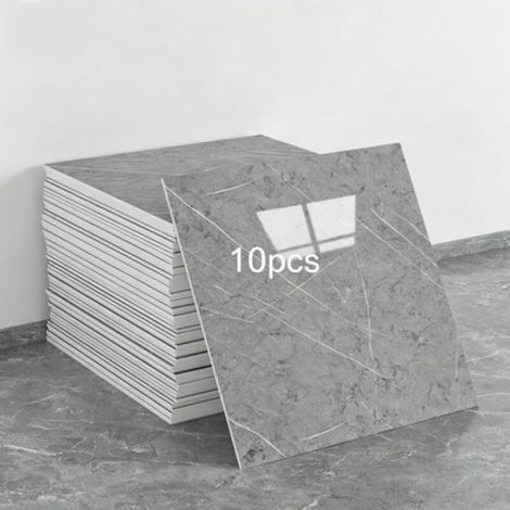 Un juego de 10 paneles de papel pintado autoadhesivos con estampado de mármol (no son azulejos reales, dimensiones: 30 x 30 x 0,2 cm). (1/5)