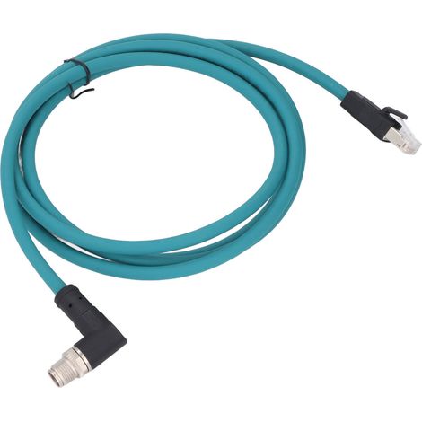 Câble Ethernet CAT6A M12 8 broches X codé vers RJ45 mâle, blindé, IP67 étanche, 2 mètres, gaine bleu clair (1/5)
