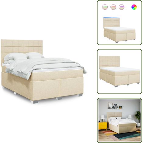Boxspringbett mit Matratze Creme 160x200 cm Stoff - Boxspringbett - Boxspringbetten - Bett - Betten (1/5)