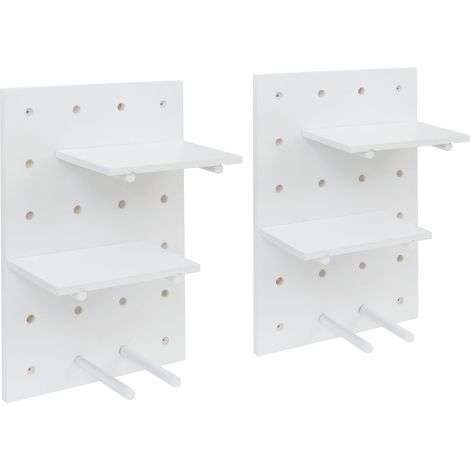 [JAMAIS UTILISÉ] Set de 2 panneaux muraux HHG-717, décoration murale et étagère modulaire 60x40 cm FSC®, blanc